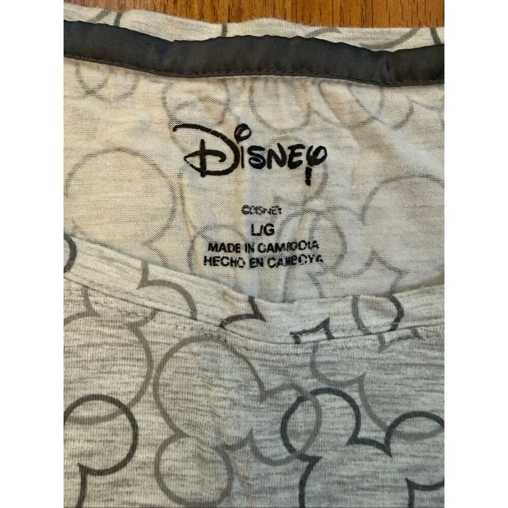 Disney Women's Mickey Mouse Heather T-Shirt Shorts Pajama Set Gray Large - Picture 6 of 12